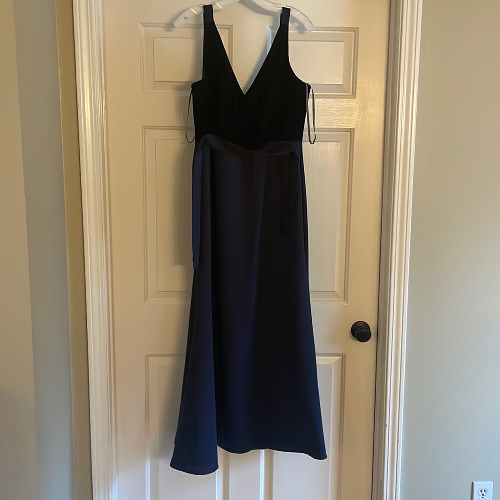 Vera Wang altered dress, open back, blue velvet